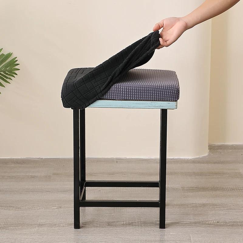 Solid Color Square Stool Chair Cover Counter Durable Saddle Stool Slipcover Dust-Proof Seat Protection Case For El Home