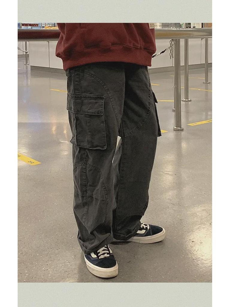 Trendy Men's Solid Color Loose Fit Casual Straight Pants for Autumn and Winter