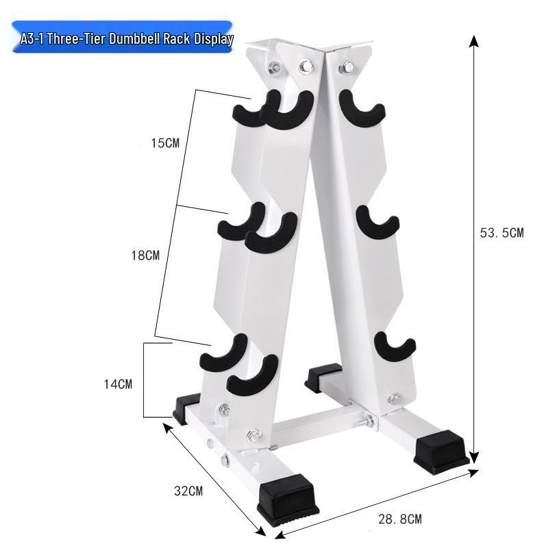 Three-tier A-frame Movable Dumbbell Rack for Hexagonal and Round Head Dumbbells