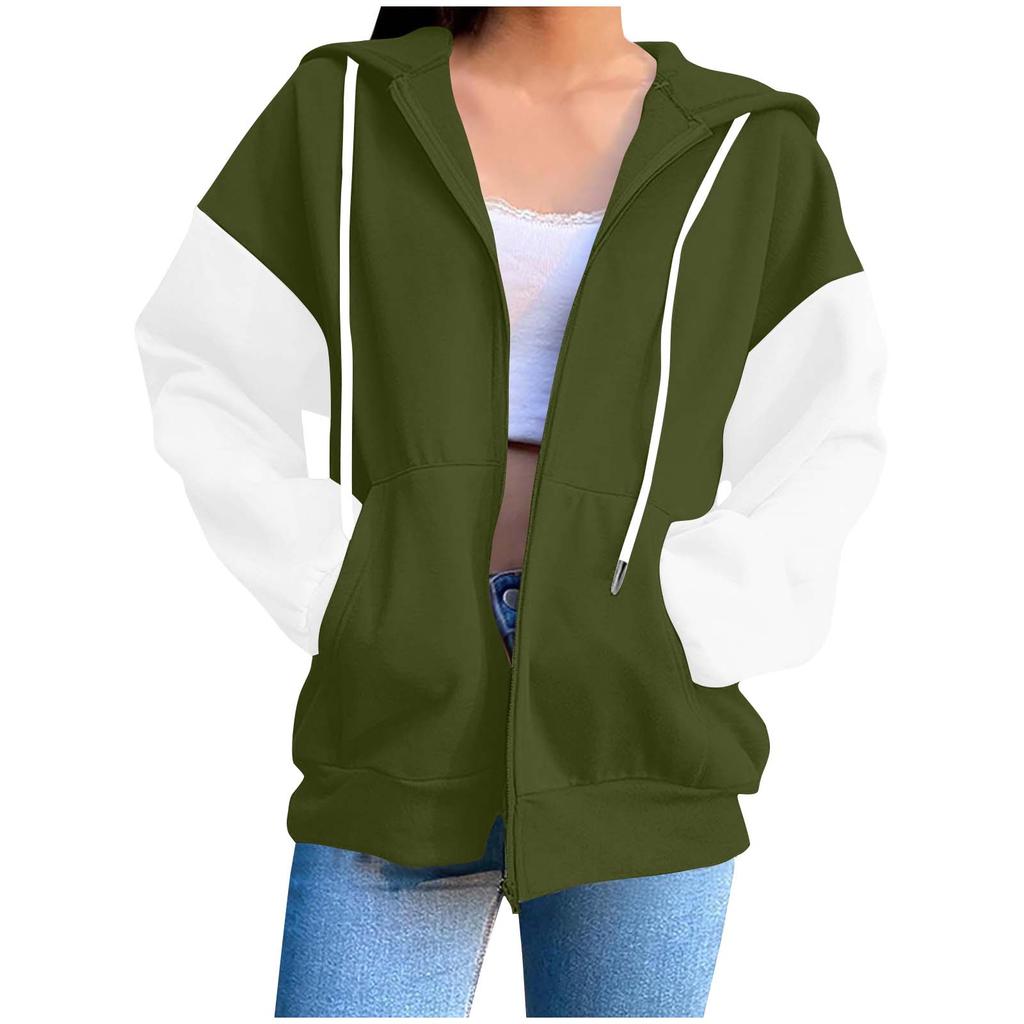 Women's Fashion Casual Long Sleeve Solid Color Hooded Sweatshirt Tops