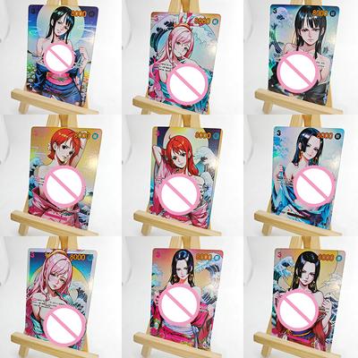 9pcs/set Nami One Piece ACG DIY Relief Boa·Hancock Self Control Collection, Signature Trading Flash Card, Anime Cartoon Gift