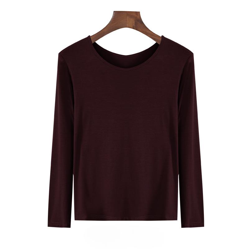 

Женский топ с длинным рукавом, однотонная футболка на весну и осень L темный кофе