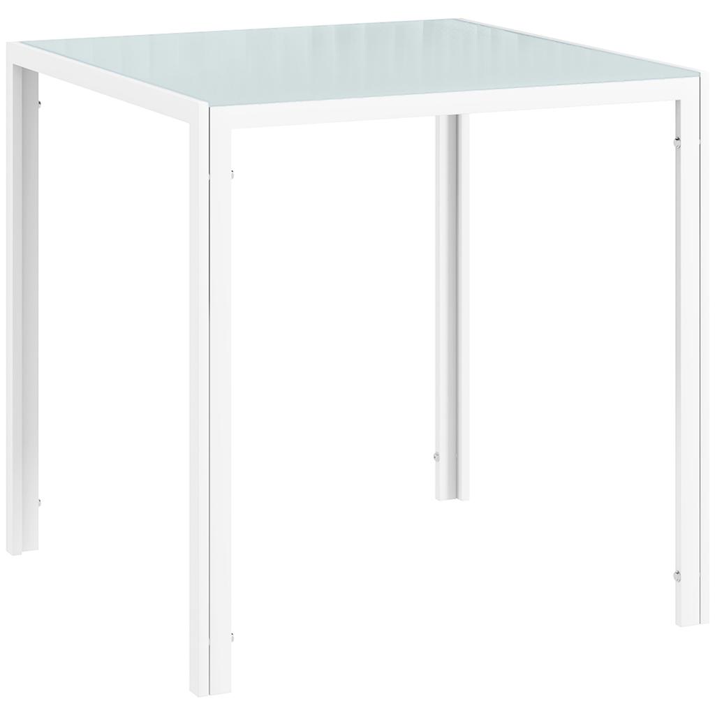 Square Dining Table for 4 People, Tempered Glass Tabletop, for Kitchen and Dining Room, 75 x 75 x 75 cm, White