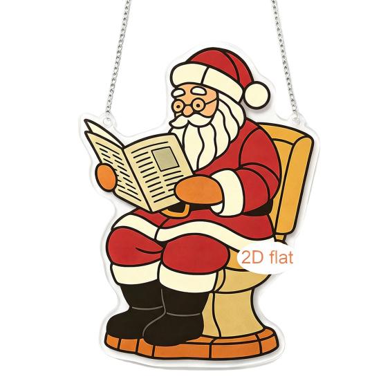 Christmas Season Decorative Accents Hanging Pendant with Chain, Lightweight Winter Wall Decor, Double-sided Gift Boxes for Acrylic Ornament