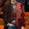 Herren Halloween Print Corduroy Warme Blazerjacke mit Taschen Lässiger Anzugmantel Knopfleiste Vorne Langarm Oberbekleidung