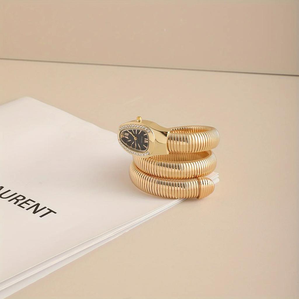 Elegant Women's Snake Shaped Watch, Alloy Band, Multiple Dial Colors, Casual Daily Wear, Stylish Ladies' Accessory