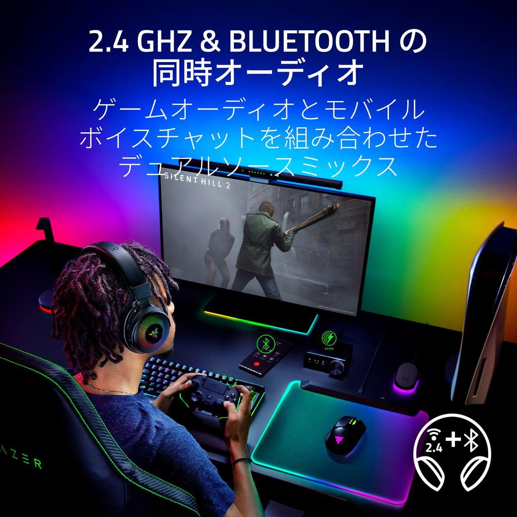 Razer Kraken V4 Pro Wireless Gaming Headset with OLED Control HyperSpeed Wireless USB Sensa HD TriForce Biocellulose 40mm Retractable HyperClear RGB