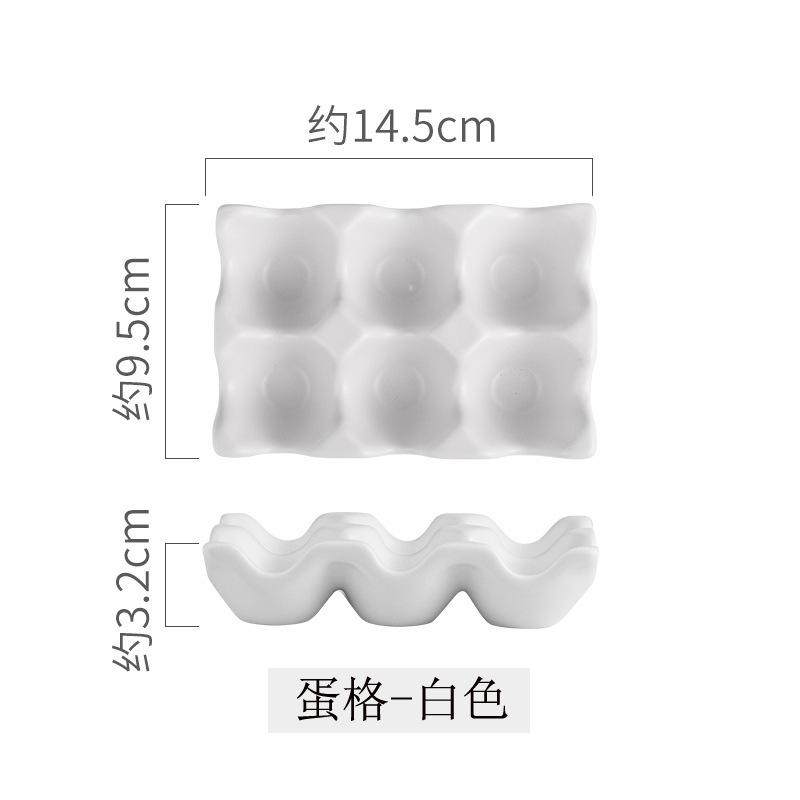 Creative Japanese-Style Ceramic Egg Grid High-Value Household Kitchen Egg Storage Box Cute Six-Grid Egg Tray Egg Rack