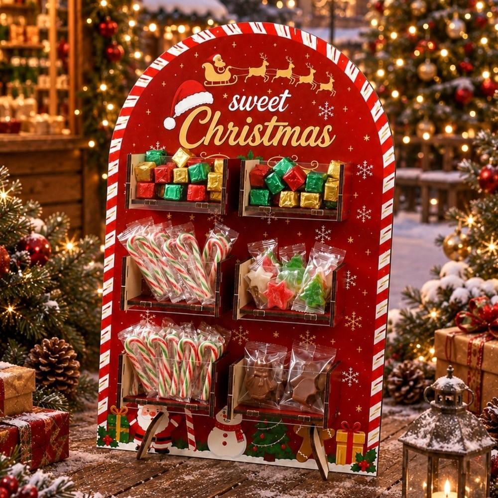 Weihnachtsbaum Weihnachts-Süßigkeiten-Ausstellungsständer Weihnachtsmann Schneeflocke Schreibtisch-Dekoration Holzdekoration Dim Sum Auslage Tablett