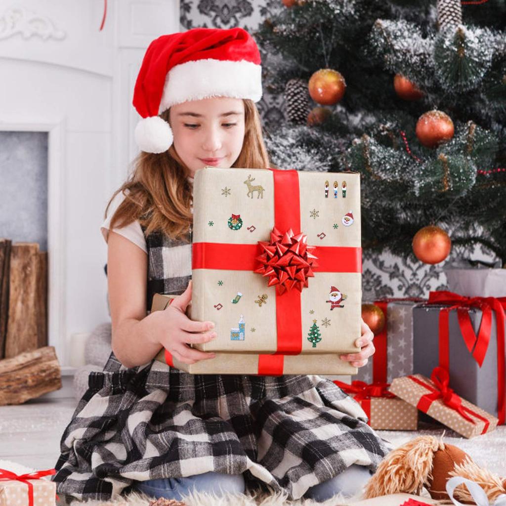 LEMESO Christmas 8 Christmas Ornament Gift Planner Stickers for Christmas and Glitter Stickers, Sheets, Stickers, Kids, Santa, Snowflake, Tree,