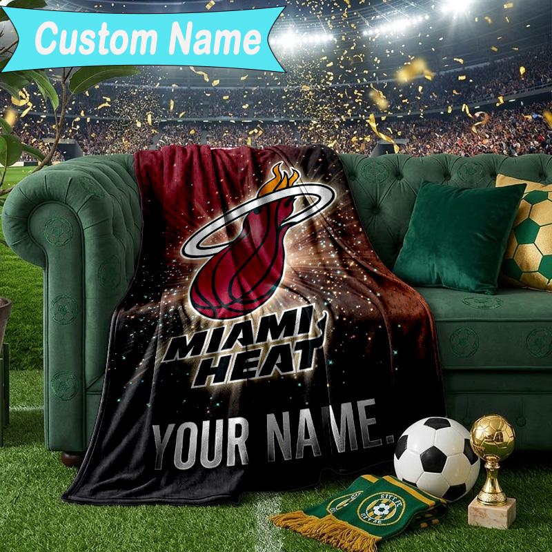 Custom Name Blanket Heat Team Logo Artwork Blanket Bedding Blanket for Travel, Camping, Living Rooms, Offices, Sofas, Fan Christmas gift