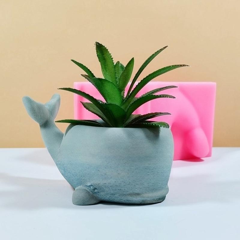 Flower Pots Silicone Mould Whale Candle Cup Molds Handmade Succulent Plant Molds Plaster Molds Epoxy Resin Molds