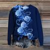 Women's Fashion Printed Long Sleeve Loose Round Neck Sweatshirt Top Fall