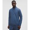 Textured Double Knit Cotton Half Zip Heathered Blue Twill Black