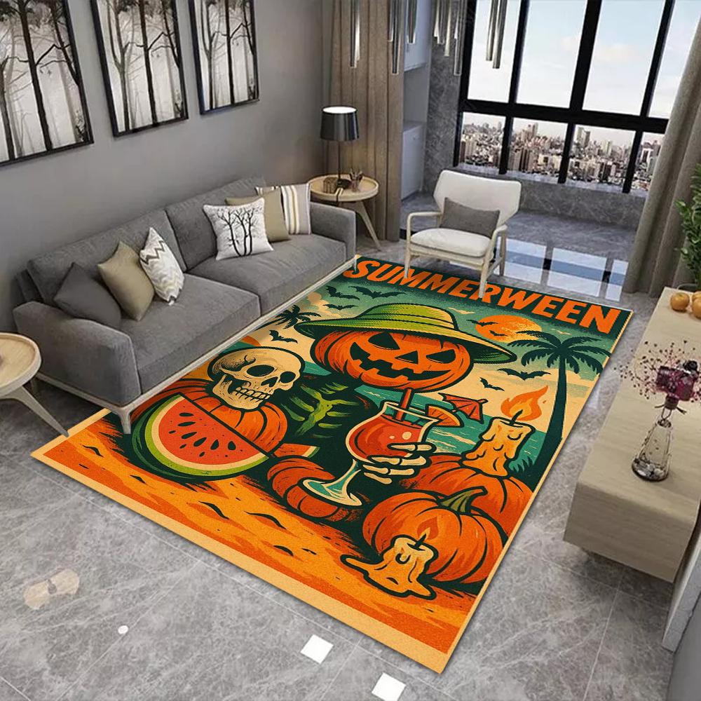 Halloween Pumpkin Print Area Rugs Anti Slip Machine Washable Carpet Bedroom Living Room Bathroom Dormitories Floor Mat