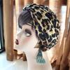 Spring and Summer Thin Leopard Print Headband Hat Simple and Versatile Pullover Hat Postpartum Hair Cover Knotted Headband Hat