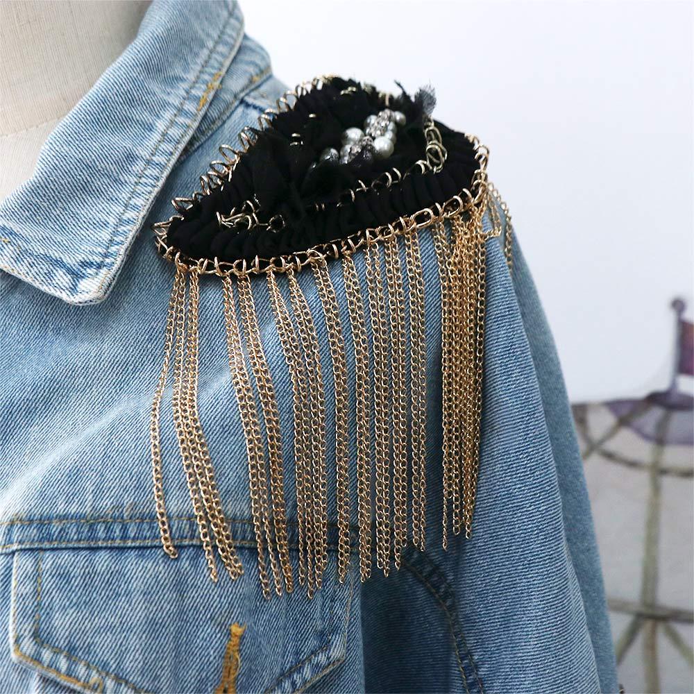 Pearls Tassel Chain Shoulder Board Badge Shoulder Brooches Pearls Tassel Epaulet  Men