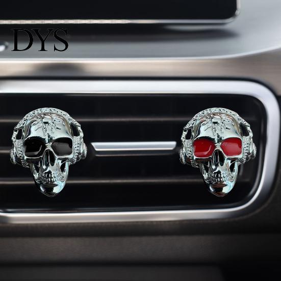 Personalized Car Accessories for Enthusiasts Skull Vent Clips, Metal Head Air Shaped Perfume Clip Freshener Charm, Halloween Auto Interior Accessory