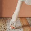 Fashion Mid-heel Sandals New Summer Square Head Shallow Mouth Glitter Butterfly Knot Anti-slip Wear-resistant Slippers