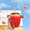 Summer Cute Strawberry Straw Water Bottle Cartoon Food Grade PP Milk Coffee Straw Cup for Home Drinkware