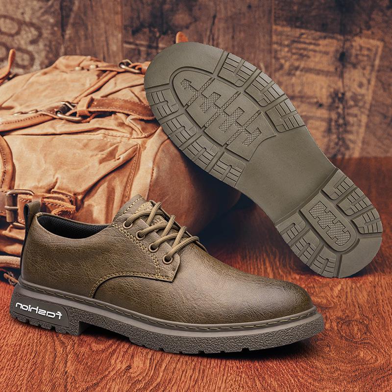 Men's Genuine Leather Casual Dress Shoes - Soft Sole, Non-Slip, Wear-Resistant, Versatile Low-Top Lace-Up Design