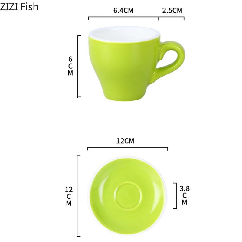 Office 80ml Espresso Cup Set Ceramic Mug With Saucer Afternoon Tea Mini Coffee Mug Drinkware Home Kitchen Solid Color Mug