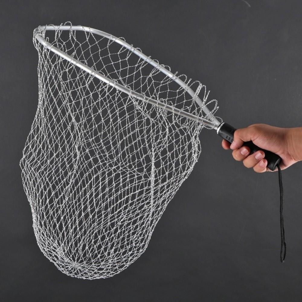 30cm Square Fishing Net Mesh Fishing Landing Net Alloy Material Fishing Catching Basket Anti-hook Large Capacity Portable