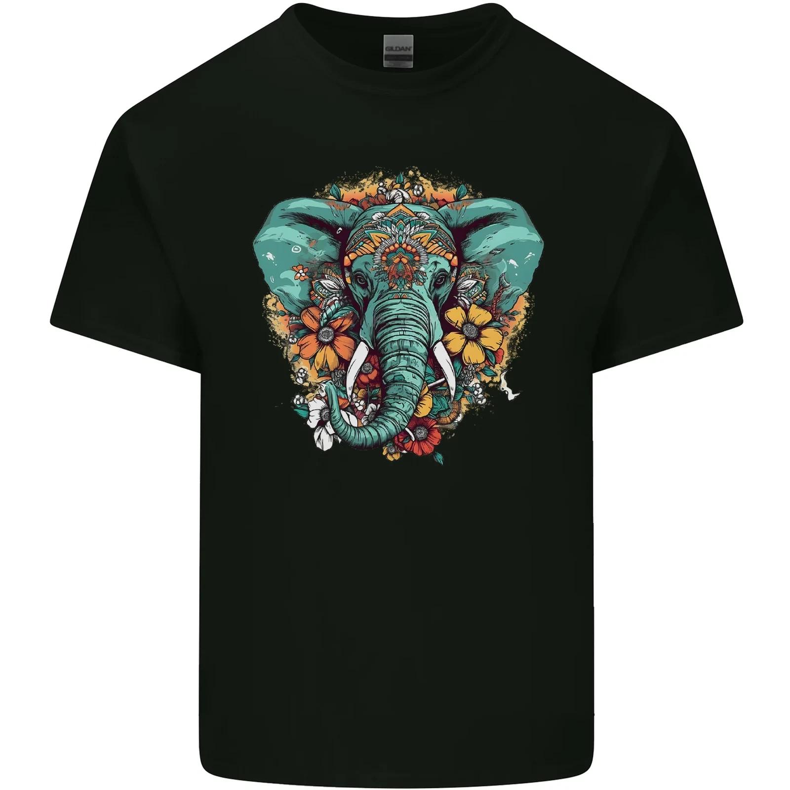 Floral Tribal Elephant Kids T-Shirt Childrens 100