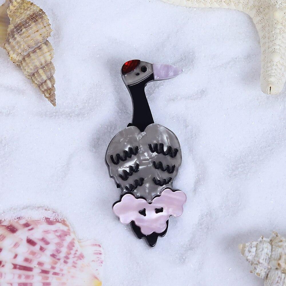 Blucome Custom New Acrylic Crane Brooch Pin Fashion Cute Bird Animal Brooch Badge For Women Lovely Banquet Party Accessories