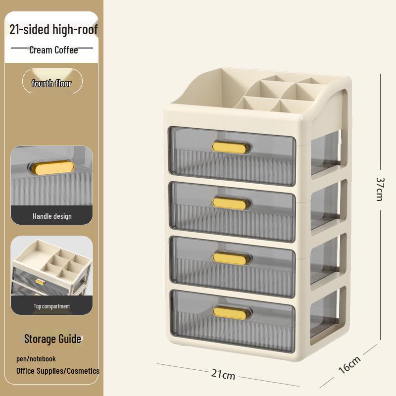 Multi-layer Desktop Organizer: Drawer-Type Storage Box for Office Supplies, Stationery, and Cosmetics