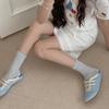 Lady Summer Thin Hollow Love Bow Pure Color All Build In The Tube Stack Socks