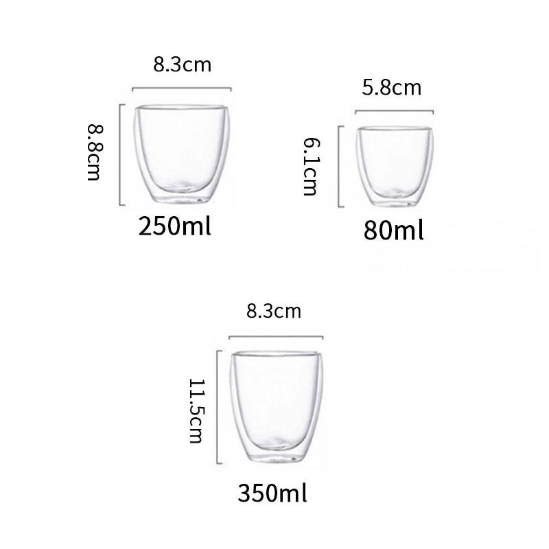 4PCS Heat-Resistant Double Transparent Glass Cup 80ML Milk Whiskey Tea Beer Espresso Coffee Cup Drinkware Cups Drinking Glasse