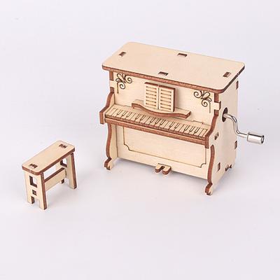 1 Set Interesting Smooth Edges Easy To Assemble Wooden Craft Boys Girls Hand-crank Music Box DIY Supplies for School