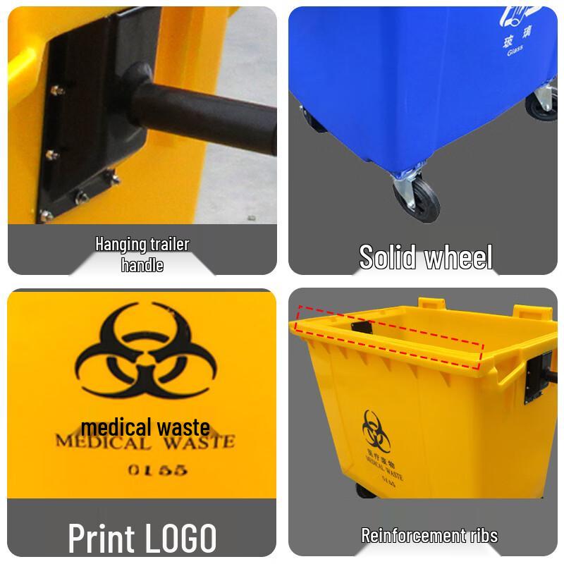 Outdoor Hand-Push Plastic Waste Bin Cart