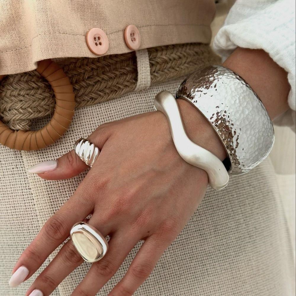 Smooth Exaggerated Bracelet Weave Women Bangle Elegant Simple Geometry Bracelet  Party