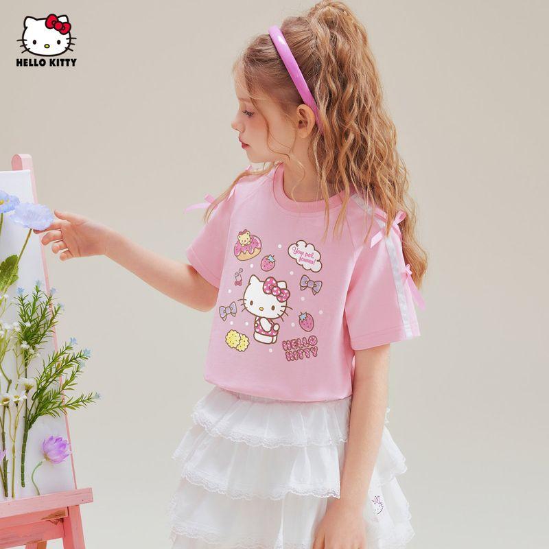 My Melody Girls  Short-Sleeve T-Shirt 2025 Summer Blue Cute Children s Summer Clothes Stylish Girls  Top Pink 1438 150 cm