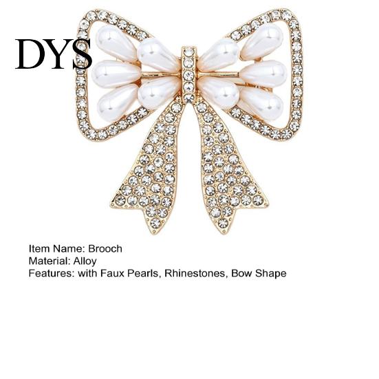 Bowknot Brooch Bow with Faux Pearls Rhinestones, Women Vintage Lapel Pin Pin, Jewelry Accessories for Coats Dresses Shawls Fake Pearl
