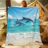 A Cozy Dolphin-themed Flannel Blanket - Soft and Warm, Perfect for Camping, Sofas, Beds, and Chairs, a Great Holiday Gift for