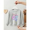 Girl's Round Neck Sweatshirt, 7th Birthday Themed Girls' Sweatshirt Apparel, Dreamy Gradient Number Mermaid Unicorn