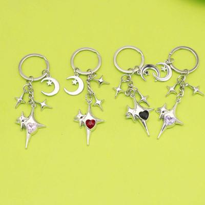 Y2K Zircon Four-Point Star Pendant Keychain for Women's Bags