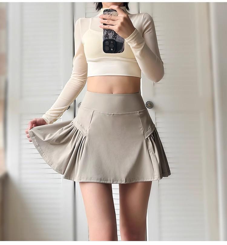 Sportovní sukně A-linie s vysokým pasem, rychleschnoucí, pro badminton, běh, tenis a fitness