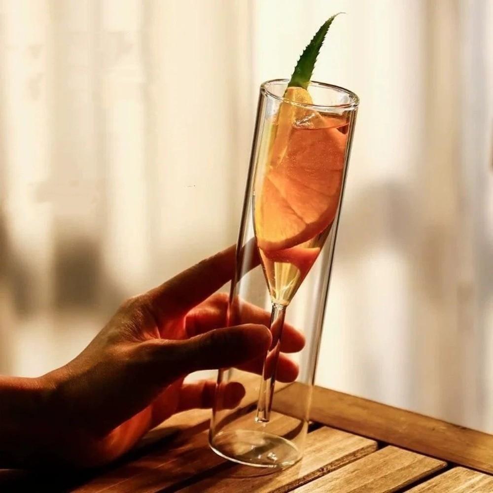 Double Wall Champagne Glasses Wine Dispenser Bubble Wine Cup Glass Drink Cup  Party Night