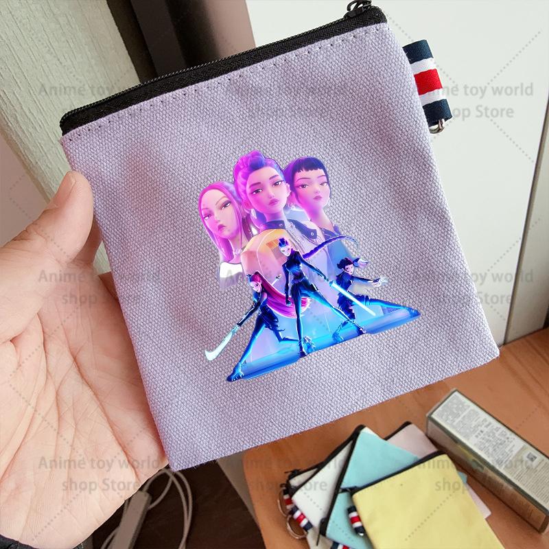 KPop Demon Hunters Makeup Bag Women Cute Anime Canvas Multicolored Pencil Case Zipper Hand-carried Finishing Storage Bags Gift