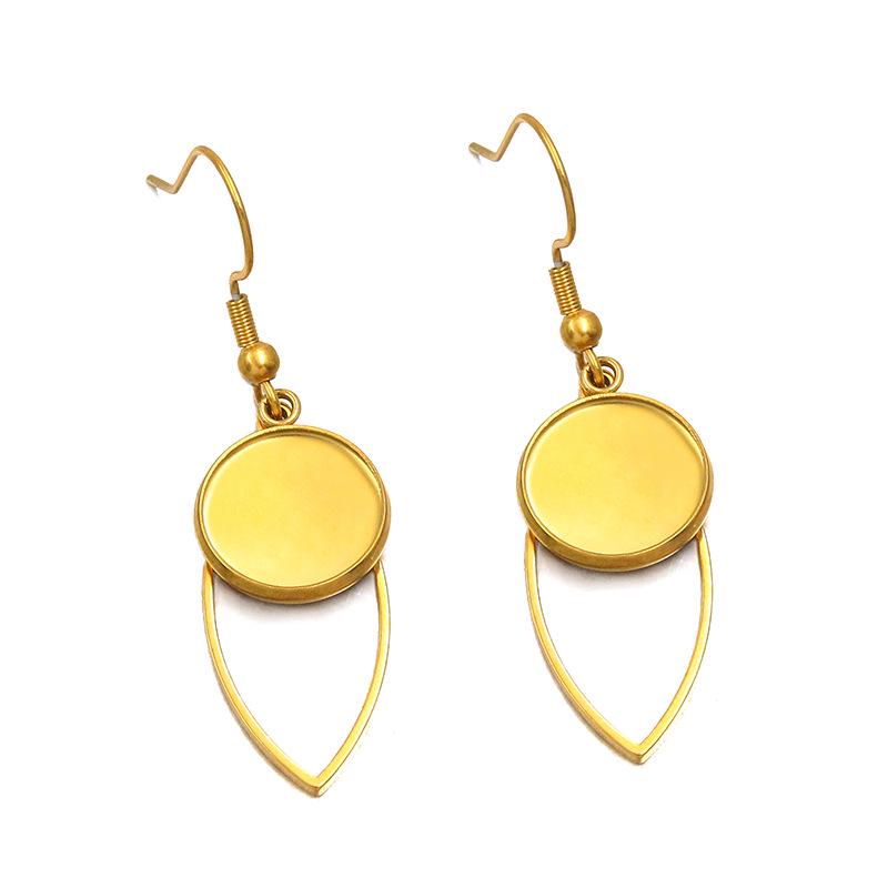 10 Styles Stainless Steel 12mm Time Gem Base Geometric Irregular Earring Hook Pendant