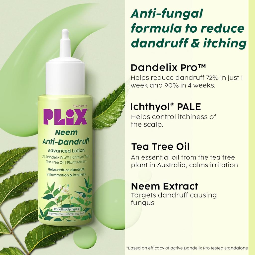 PLIX The Plant Fix Neem Advanced Scalp Lotion For Flake Control Itch Comfort Paraben Sulphate Free Unisex 60 Ml