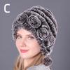 1PCS Fashion Rex Rabbit Fur Hat Fur Ball Beanies Earmuffs Hat Warm Caps Autumn and Winter Women's Comfortable