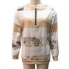 V-Ausschnitt Langarm Elastische Bündchen Pullover Sweatshirt Herbst Floral Gestreift Digital