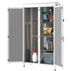 Outdoor Storage Cabinet with Removable Shelves, Garden Tool Shed with Asphalt Roof, White and Black