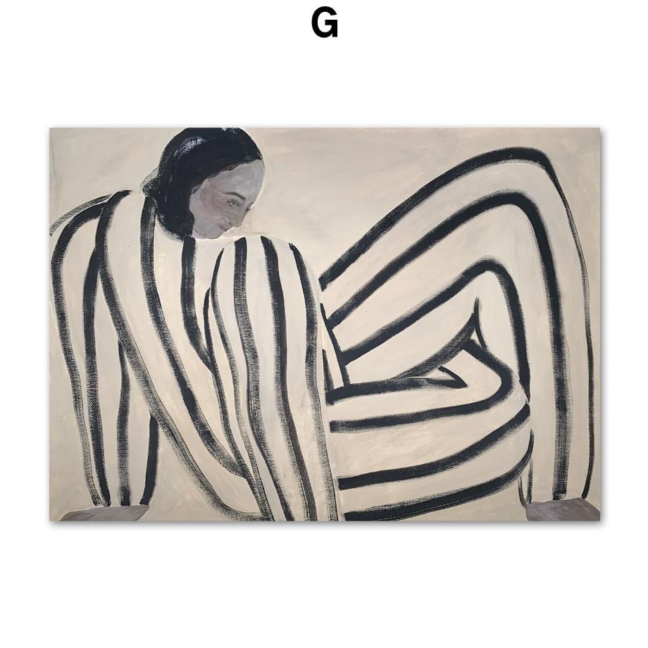 Abstrakt linje Geometrisk färgblock kurva nordiska affischer och tryck Väggkonst Canvasmålning Väggbilder för vardagsrumsinredning