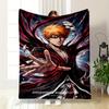 Anime Hero with Red Energy Aura Design Flannel Blanket for Bedroom, Living Room, Sofa, and Nap Sofas.